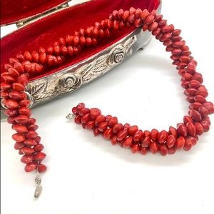 Vintage Red Torsade Bead Necklace